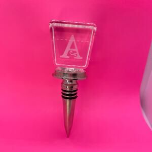 Glass Wine Bottle Stopper Monogram Initial “A”
